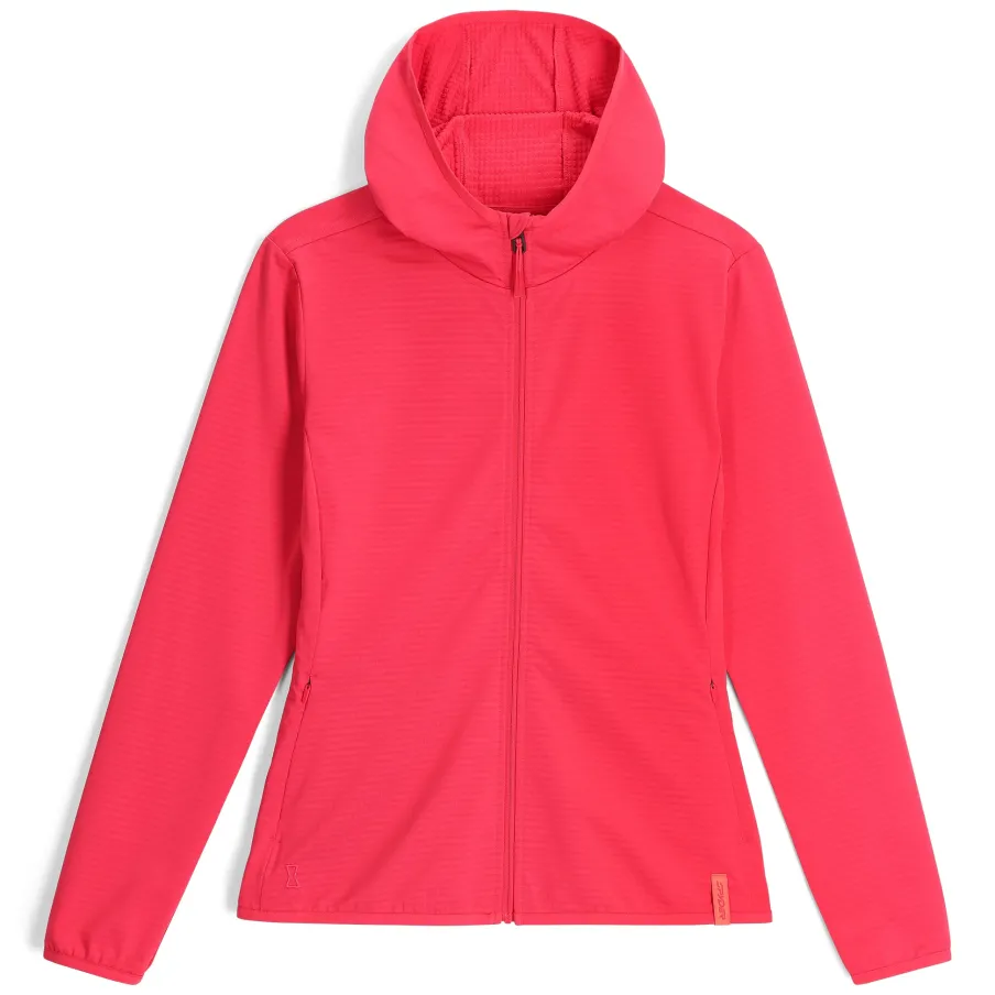 Women Spyder Womens Gridweb Fleece Hoodie - Prism Pink